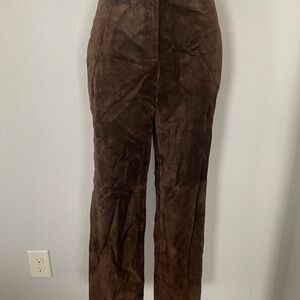 Apostrophe Brown Sued Straight Leg Pants front zip size 8p